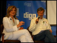 om Hartmann and Arianna Huffington On the Digg Stage In The Big Tent